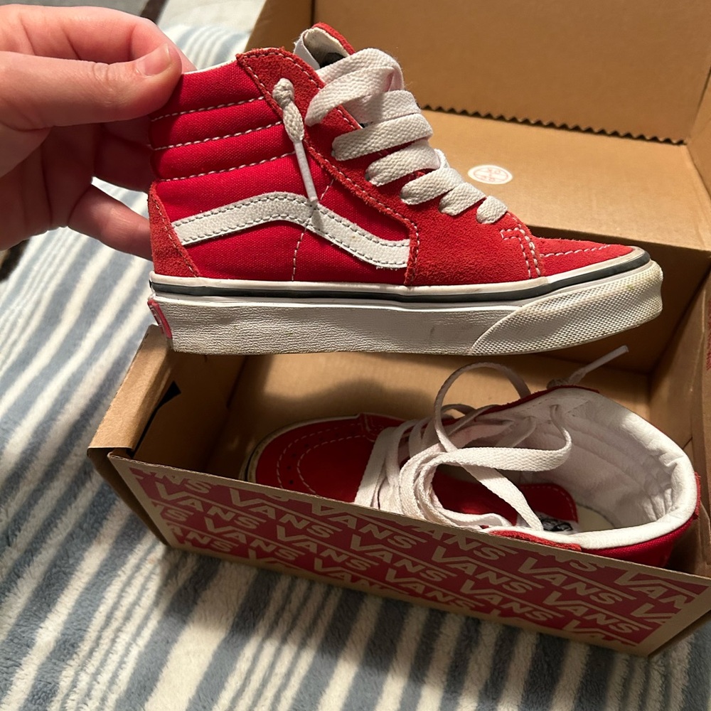 Vans Red and White Old Skool Sneakers